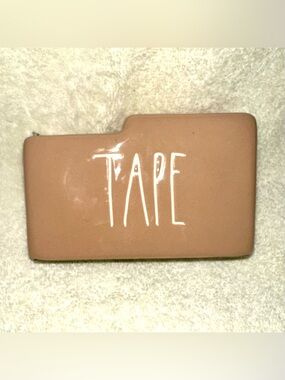 Rae Dunn Ceramic Tape Dispenser Brown Neutral Office Desk Decor Accessory